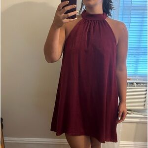 Francesca’s burgundy dress